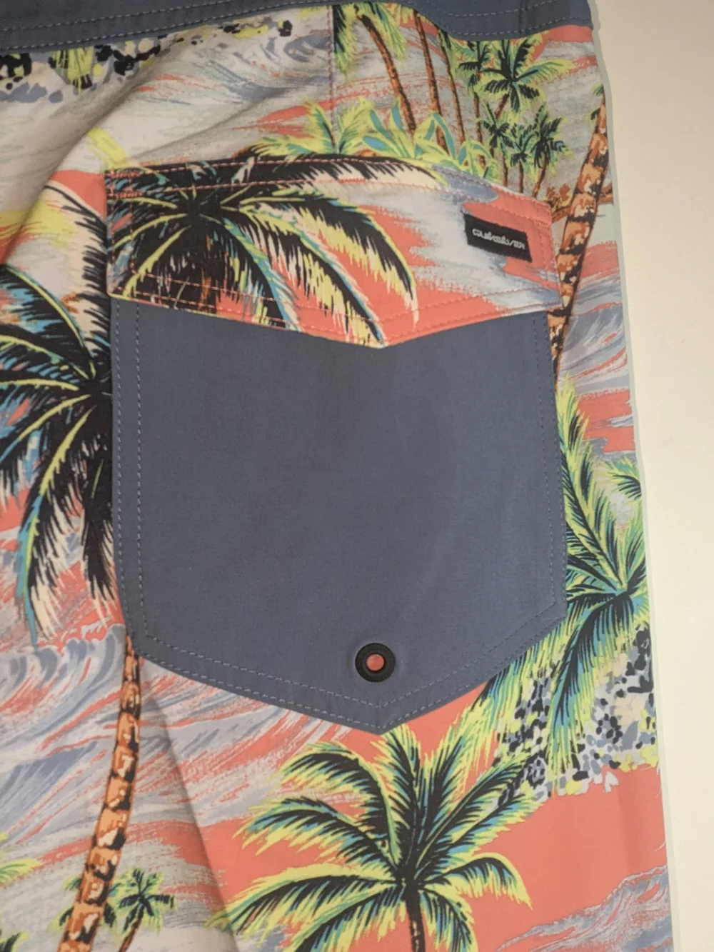 Quiksilver Coral and Blue Tropical Palm Boardshorts